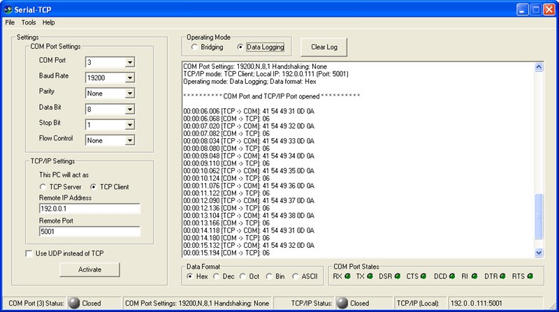 serial tcp