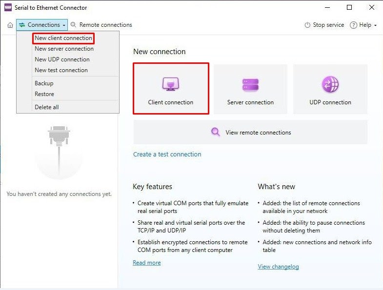 Select new barcode connection